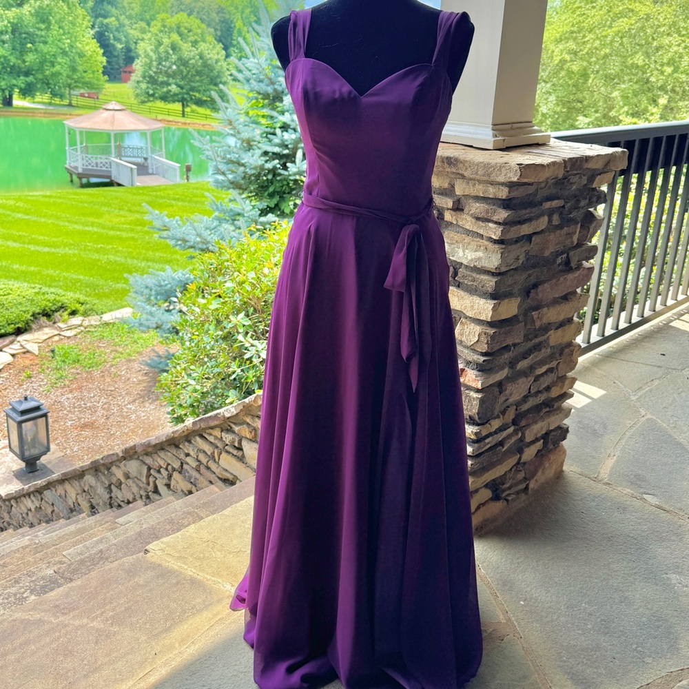 Mori Lee Purple Maxi Sundress Sweetheart Neckline